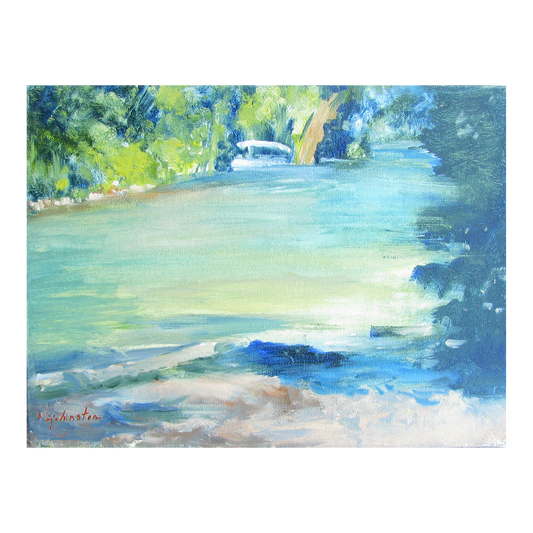 1970s Impressionist Waterscape Painting by B.J. Johnston