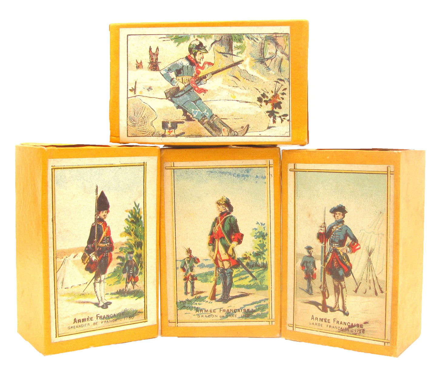 19th C. French Military Motif Boxes, Set of 4