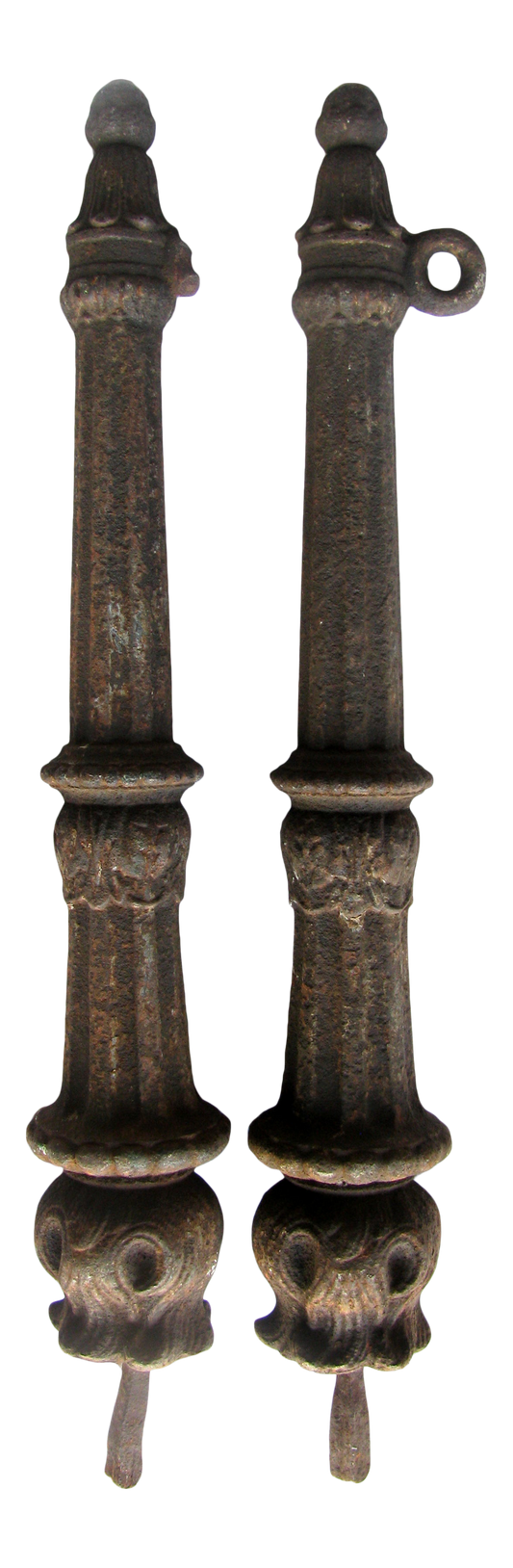 19th C. French Iron Fence Posts, Pair