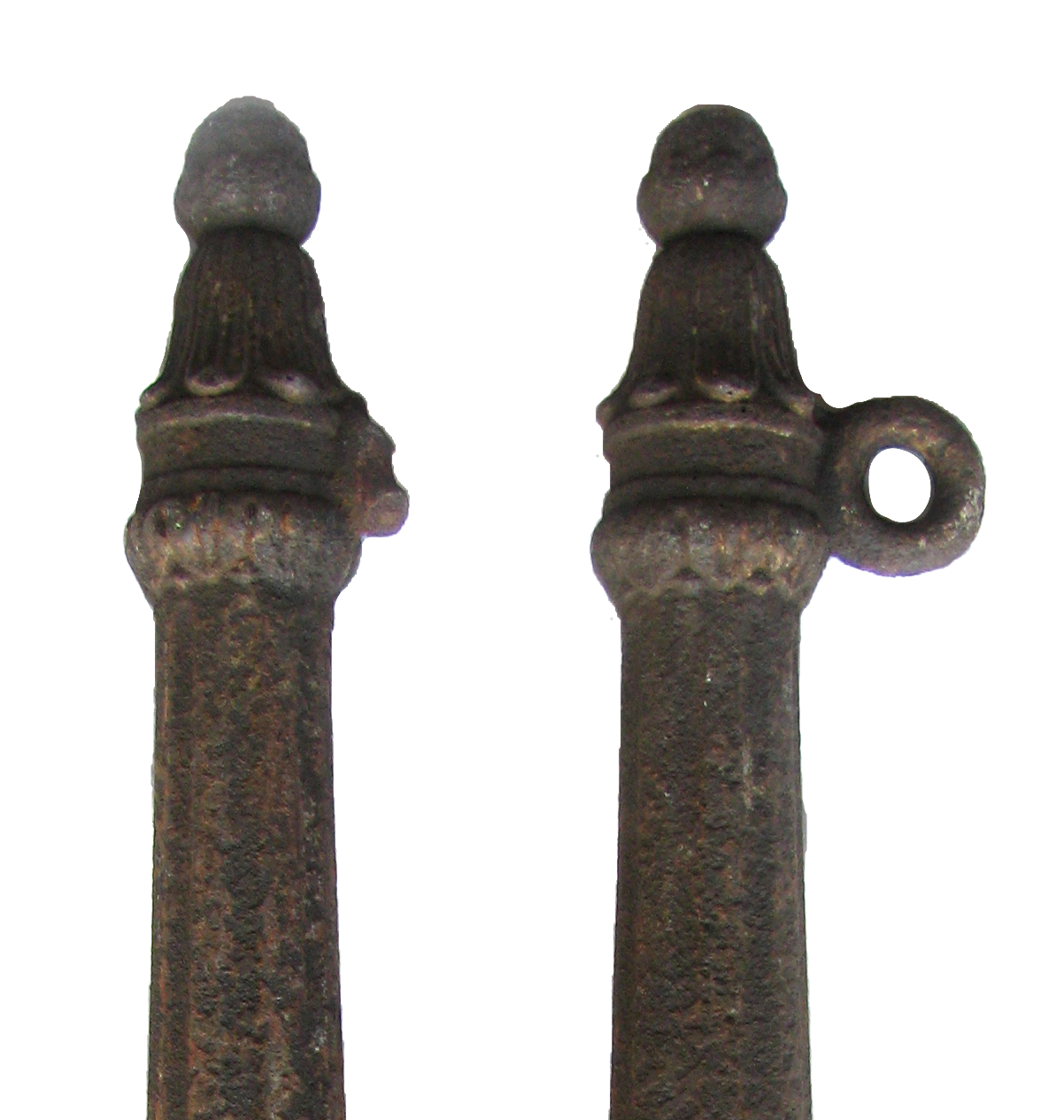 19th C. French Iron Fence Posts, Pair