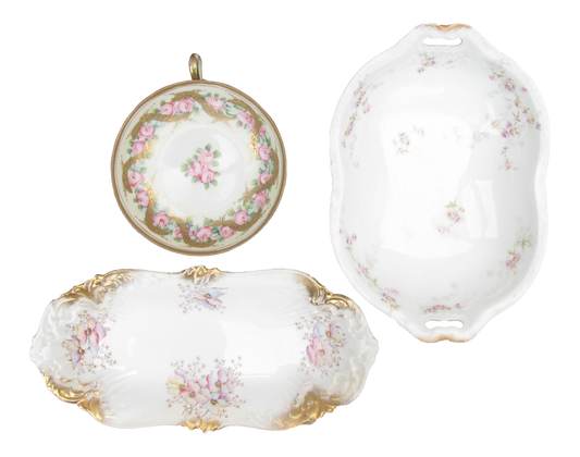 Antique Haviland & Continental Limoges Porcelain Serving Pieces, Set of 3