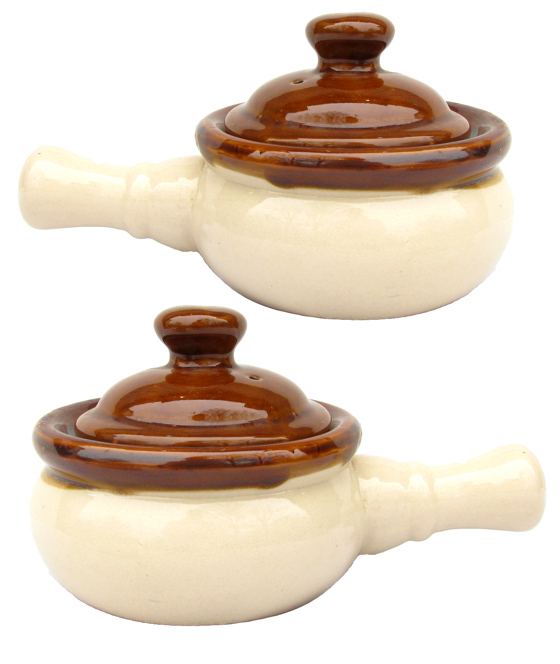 French Onion Soup Crock Bowls with Handles and Lids, Stoneware