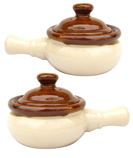 Vintage French Onion Soup Bowls W/ Lids & Handles, Pair