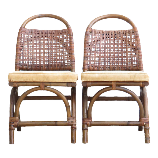 Boho Chic Calif - Asia Bamboo & Cane Chairs, Pair