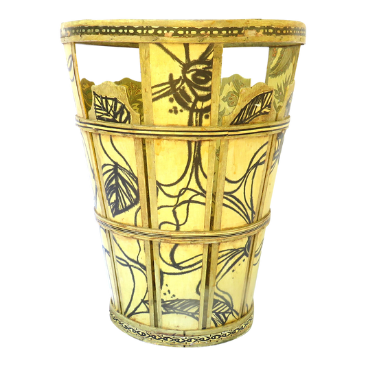 Boho Chic Decoupage Wastebasket / Walking Stick Basket