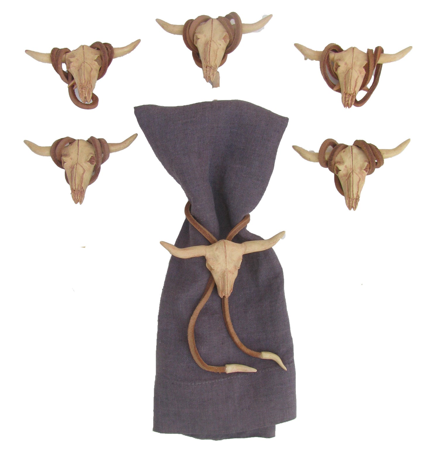 Boho Chic Longhorn Napkin Rings, Set of 6