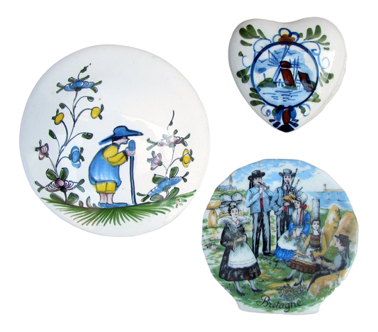 Collection of French Quimper & Dutch Delft Style Pottery, Set of 3