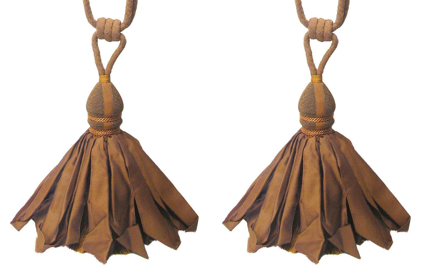 Copper Hued Tiebacks With Ballgown Tassels - a Pair