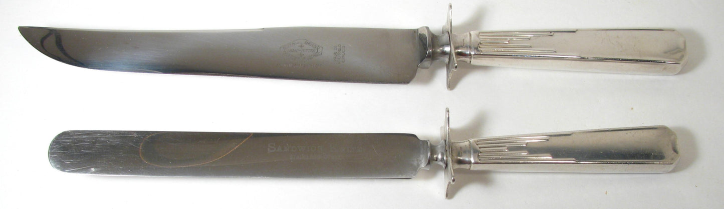 English Art Deco Carving & Sandwich Knife Set