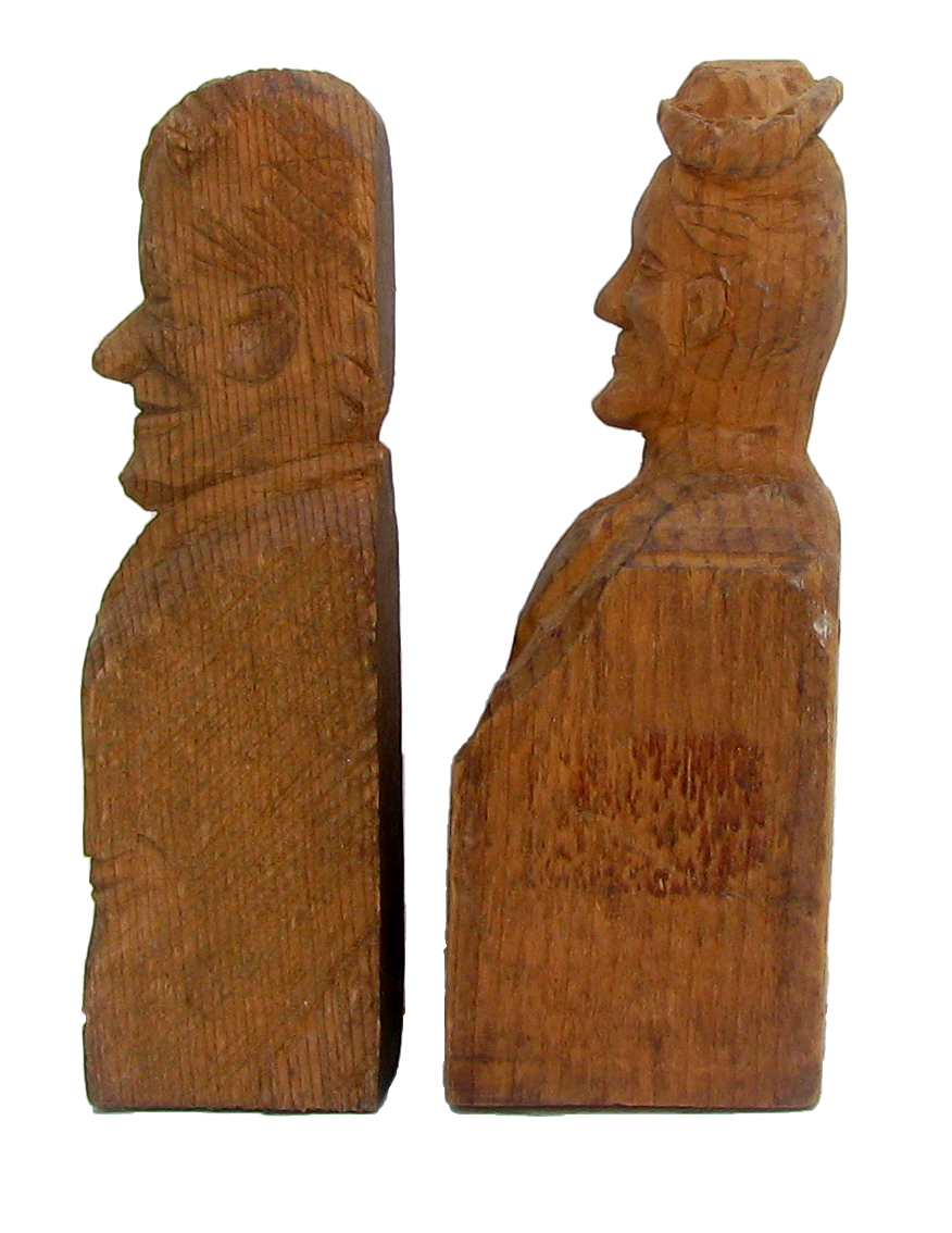 Folk Art Carved Wood Sculpture Collection, Set of 4