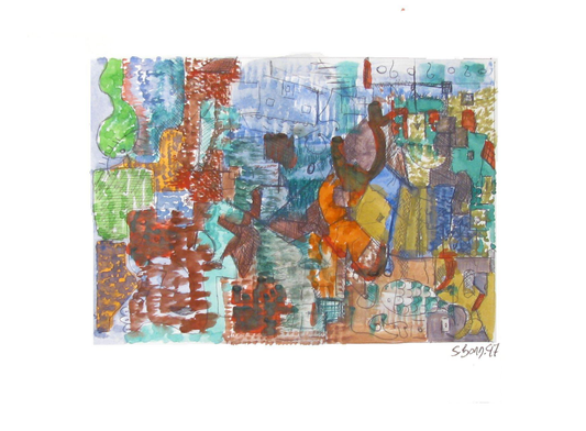 French Abstract Watercolor by Bordinas