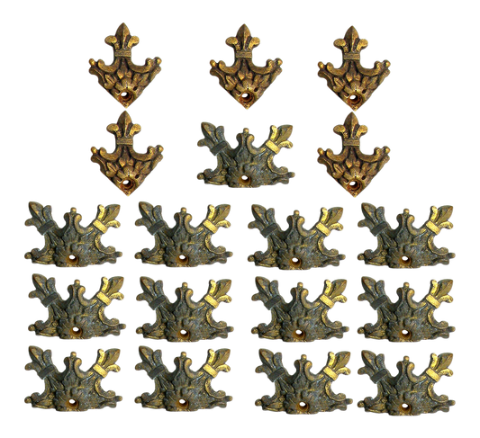 French Antique Bronze Gilt Element Collection, Set of 18