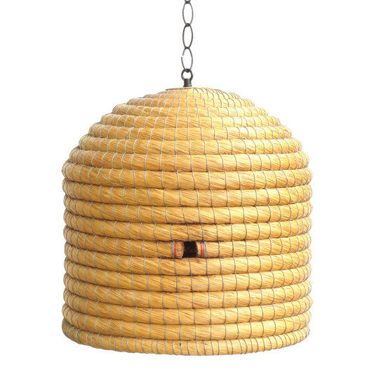 French Beehive / Skep Hanging Pendant Light Fixture