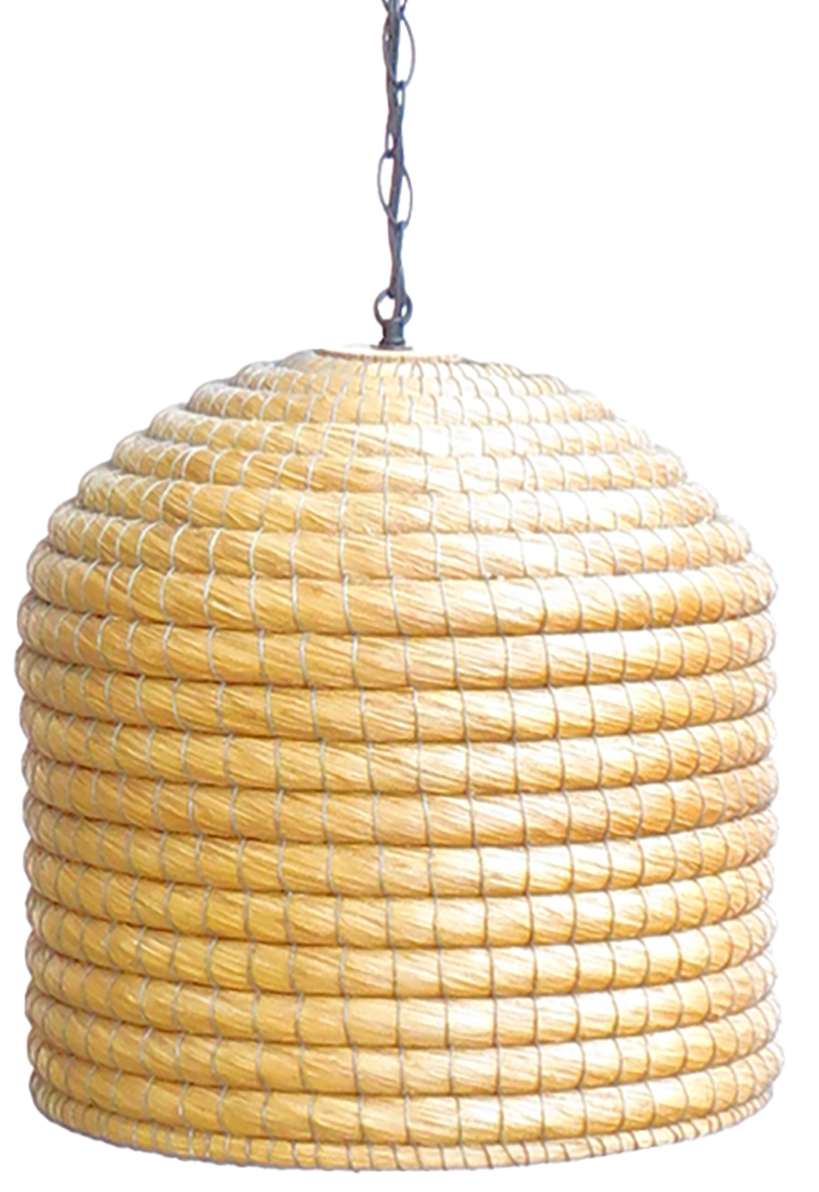 French Beehive / Skep Hanging Pendant Light Fixture