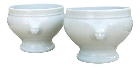 French Lion Head Bowls, Pair