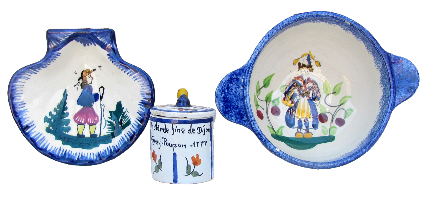French Quimper Faience Pottery, Set of 3