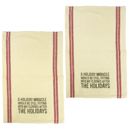 Farmhouse Chic Holiday Tea Towels, Pair