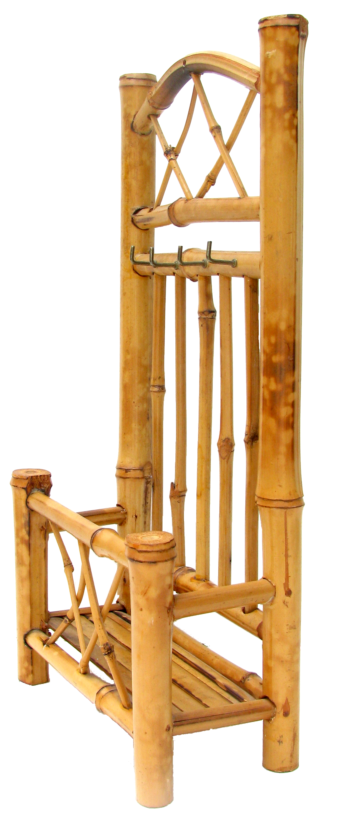 Midcentury Bamboo / Rattan Key Holder & Phone / Mail Organizer