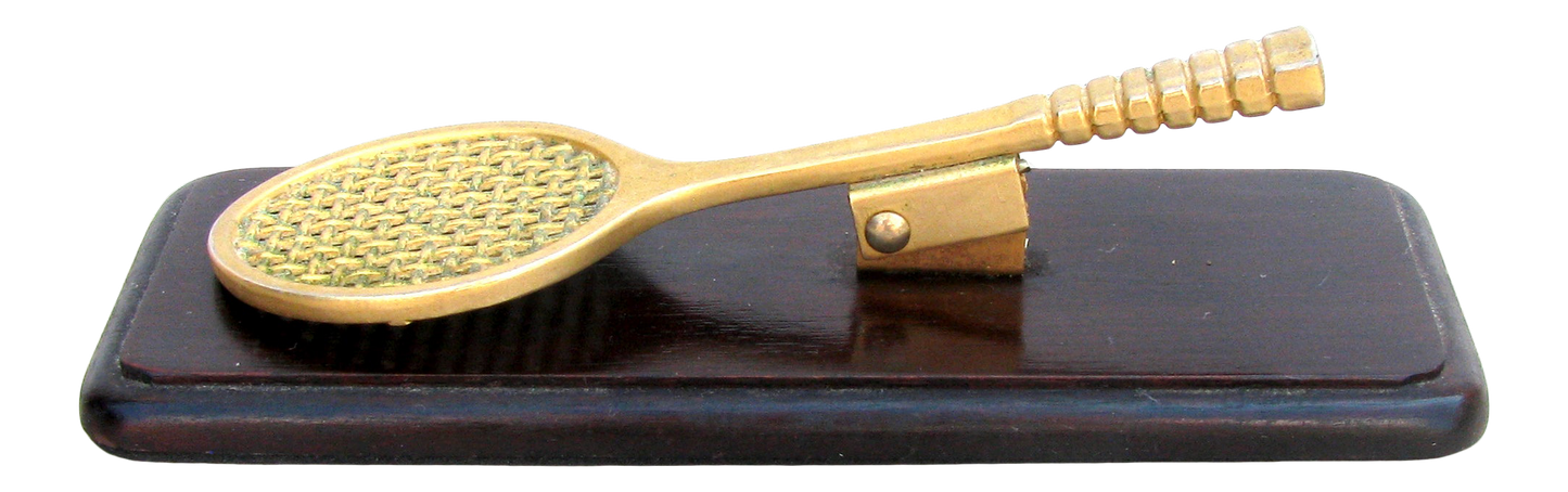 Mid-Century Brass Tennis Racquet Mail Holder / Paperweight