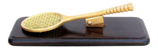 Mid-Century Brass Tennis Racquet Mail Holder / Paperweight