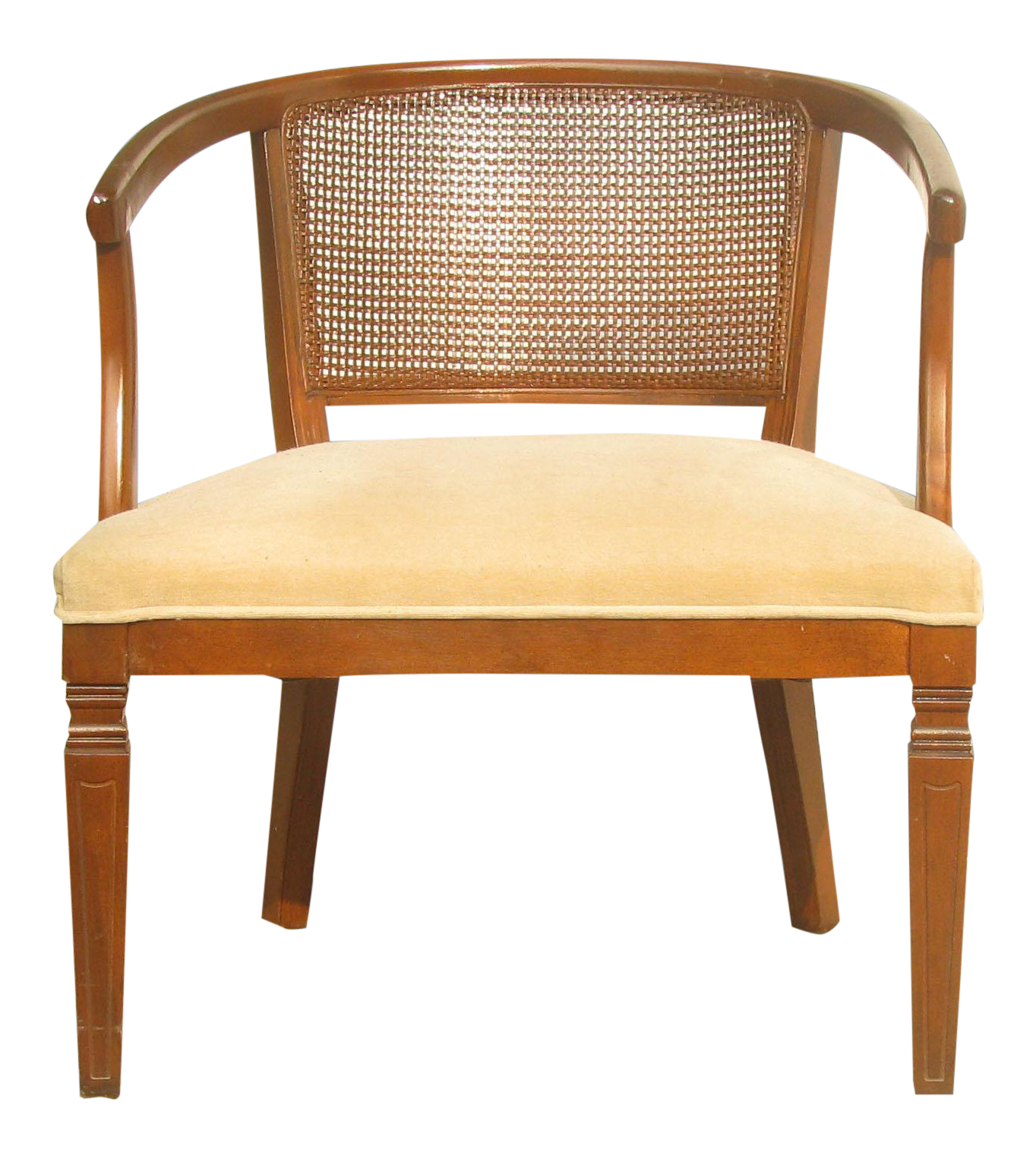 Mid-Century Caned Barrel Chair