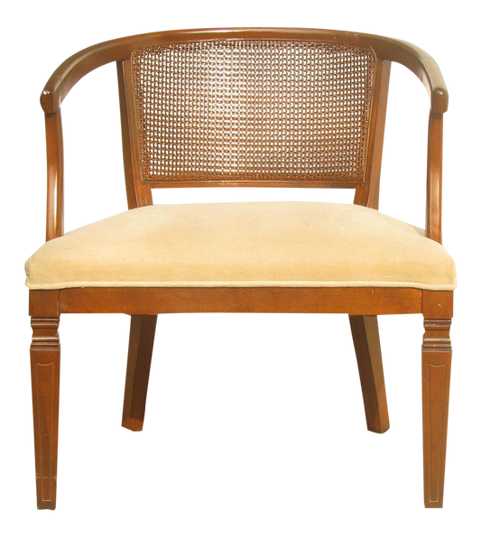 Mid-Century Caned Barrel Chair