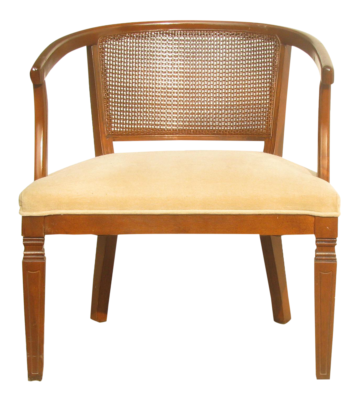 Mid-Century Caned Barrel Chair