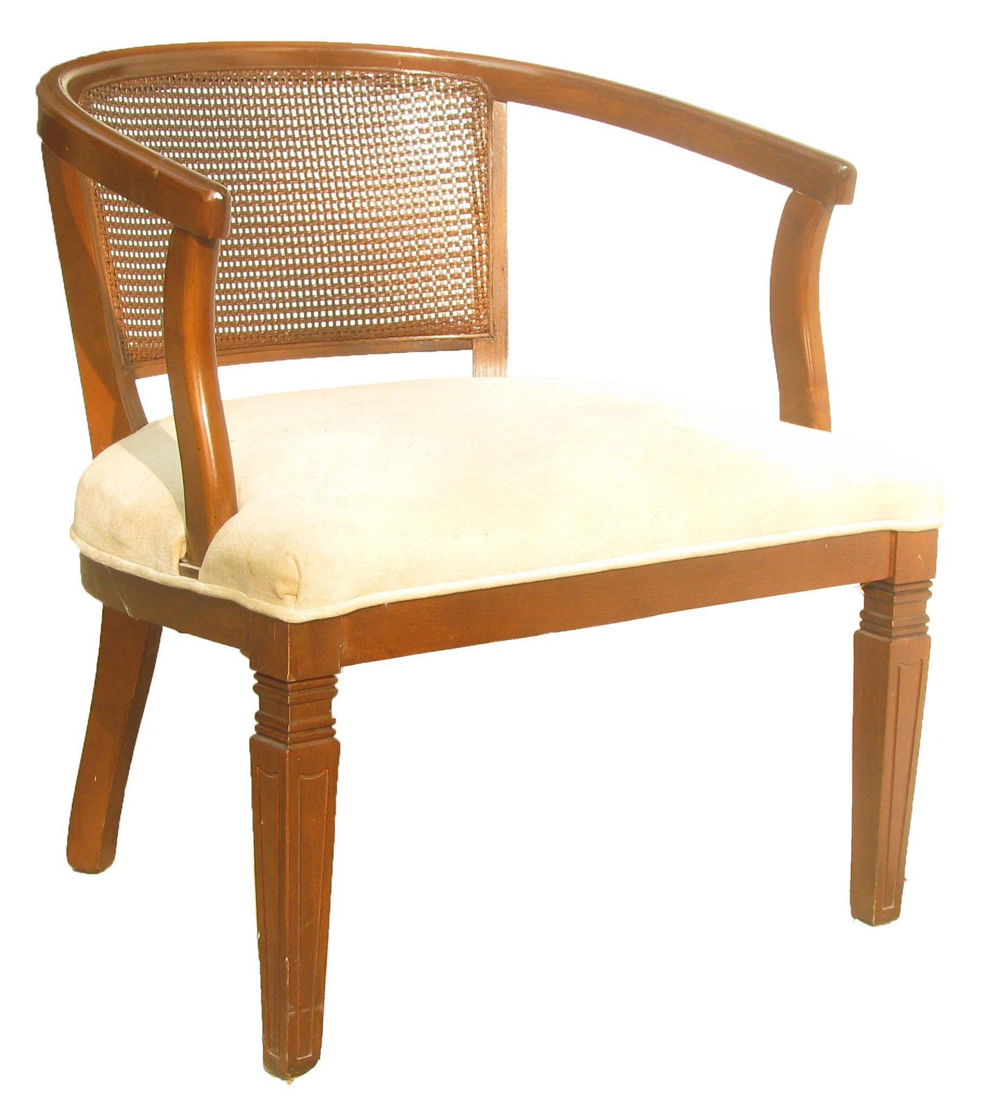 Mid-Century Caned Barrel Chair