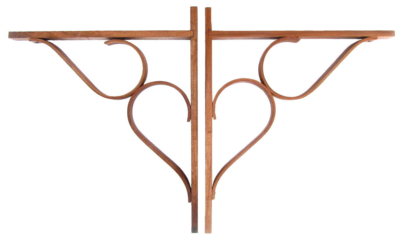 Mid-Century Danish Modern Bentwood Shelf Brackets / Braces / Supports- a Pair