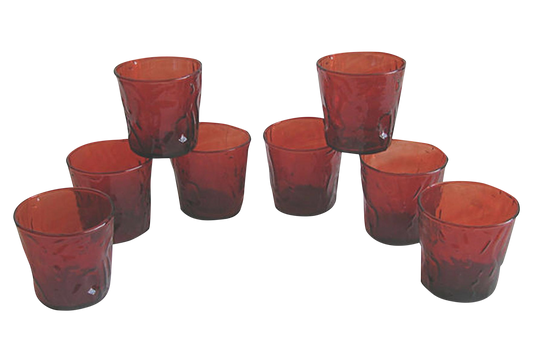 Mid-Century Red Bar Glasses, Set of 8