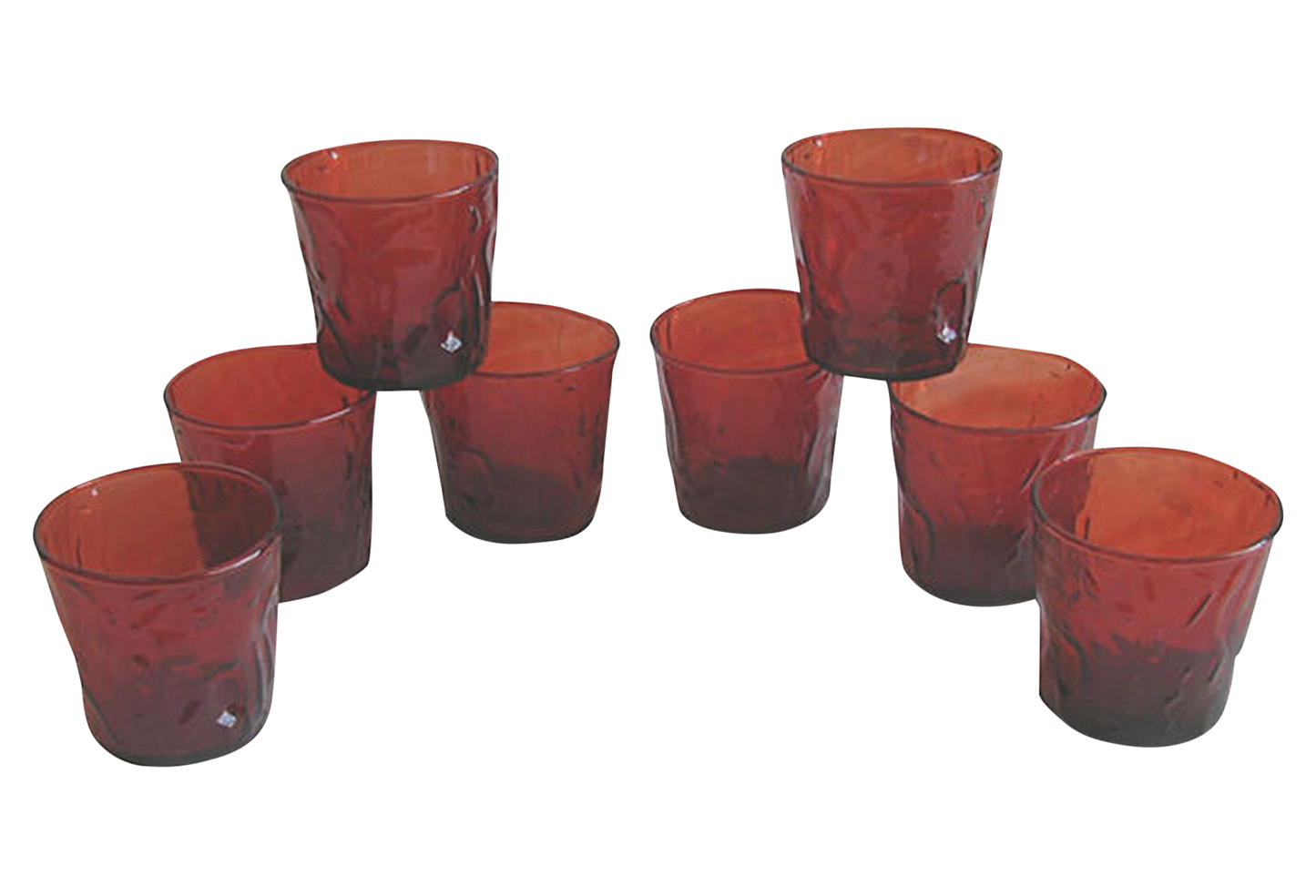 Mid-Century Red Bar Glasses, Set of 8