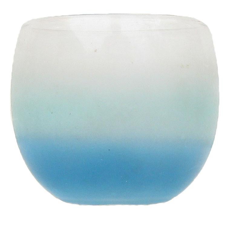 Midcentury Blue Ombre Roly Poly Glasses, Set of 4