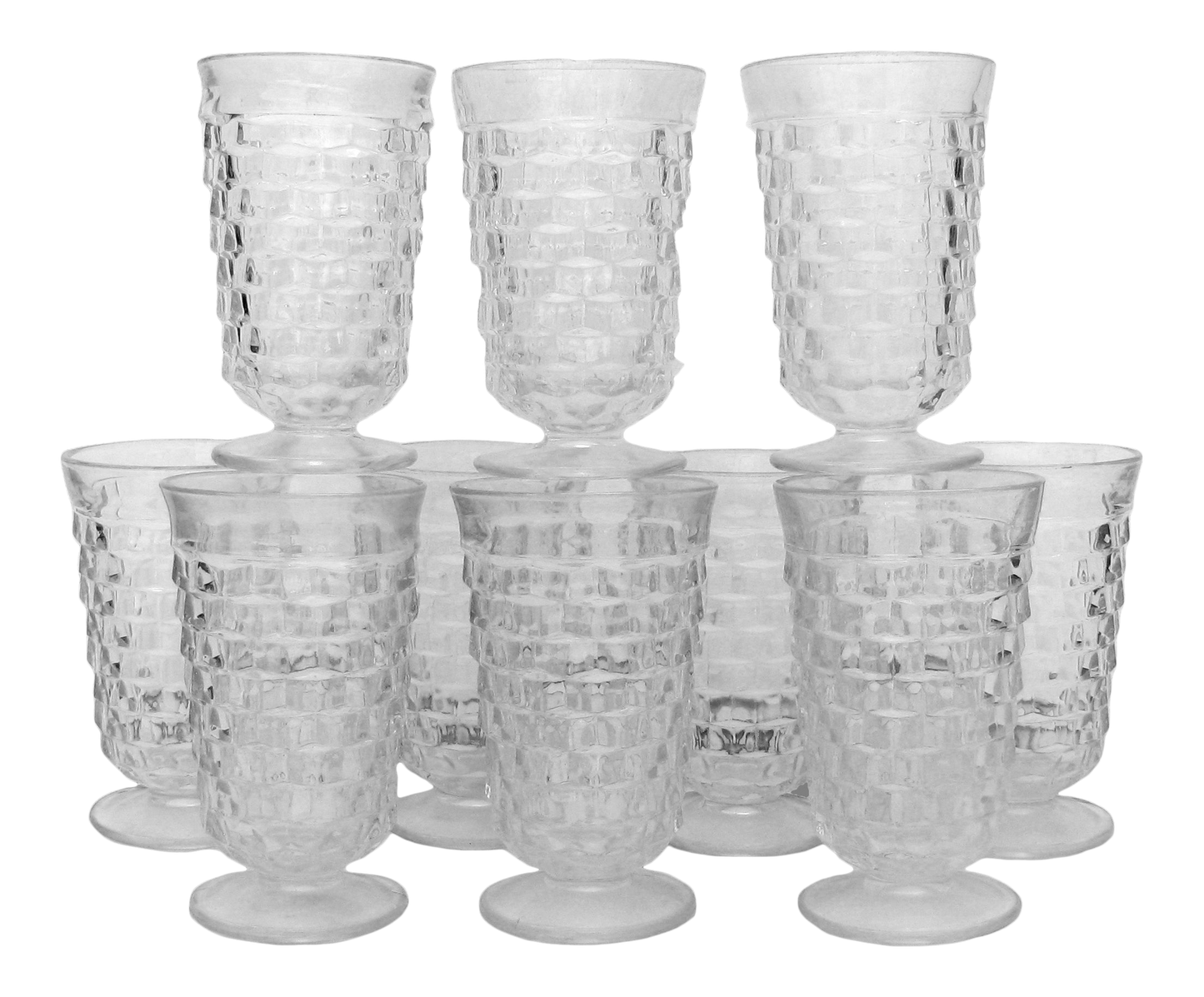 Midcentury Faceted Glassware, Set of 10