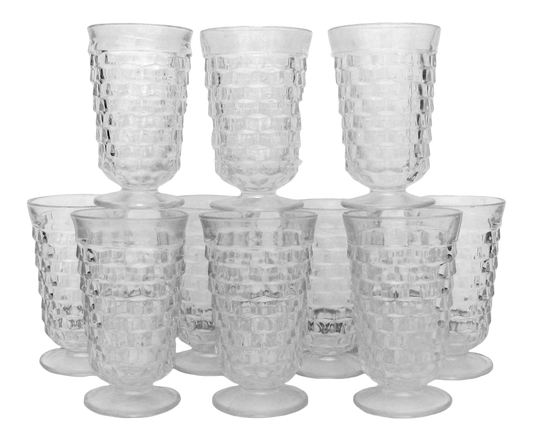 Midcentury Faceted Glassware, Set of 10