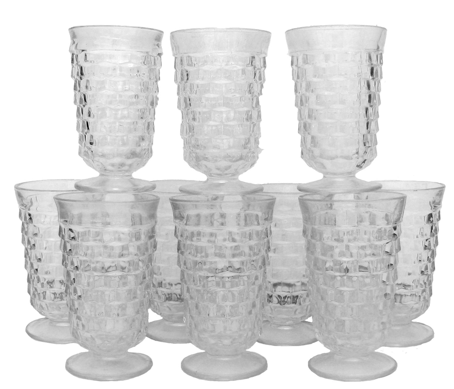 Midcentury Faceted Glassware, Set of 10