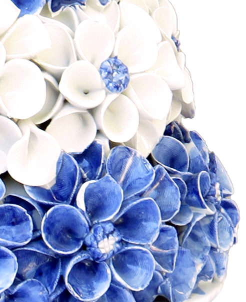 Midcentury Italian Blue & White Porcelain Floral Topiary