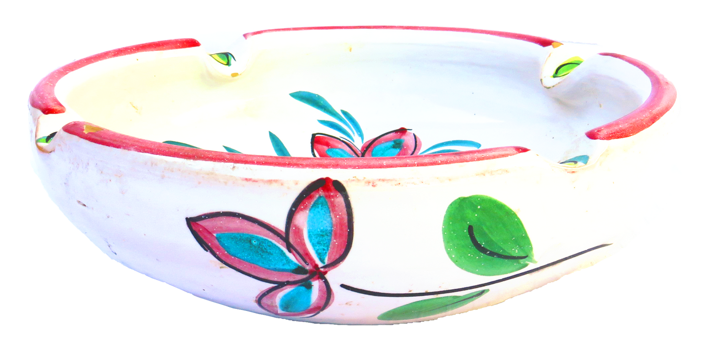 Midcentury Italian Handpainted Terracotta Ashtray / Catchall