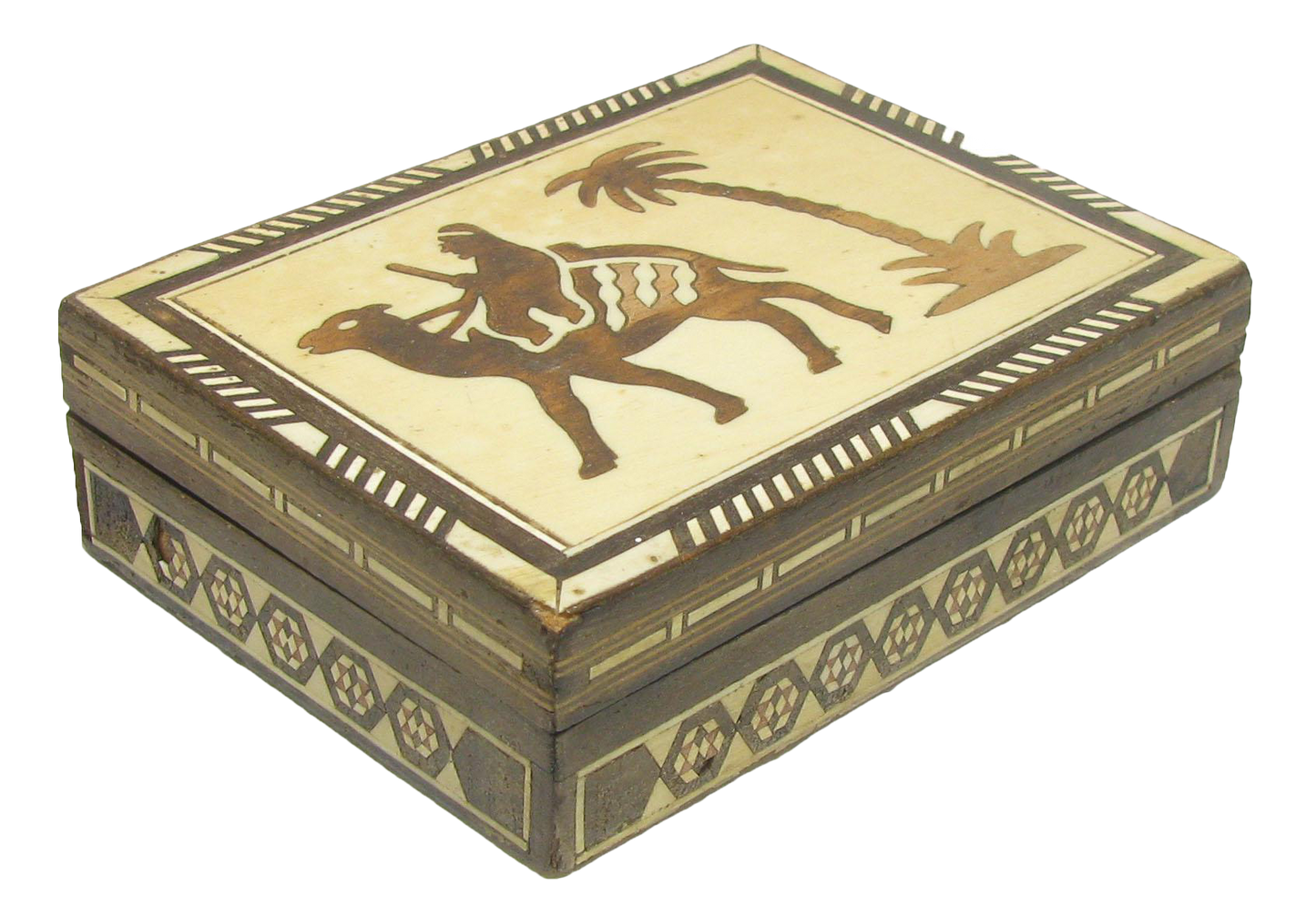 Vintage Boho Chic Moroccan Wood Marquetry Box