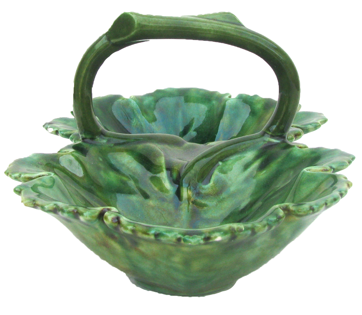 Mottled Green Glaze Majolica Bowl