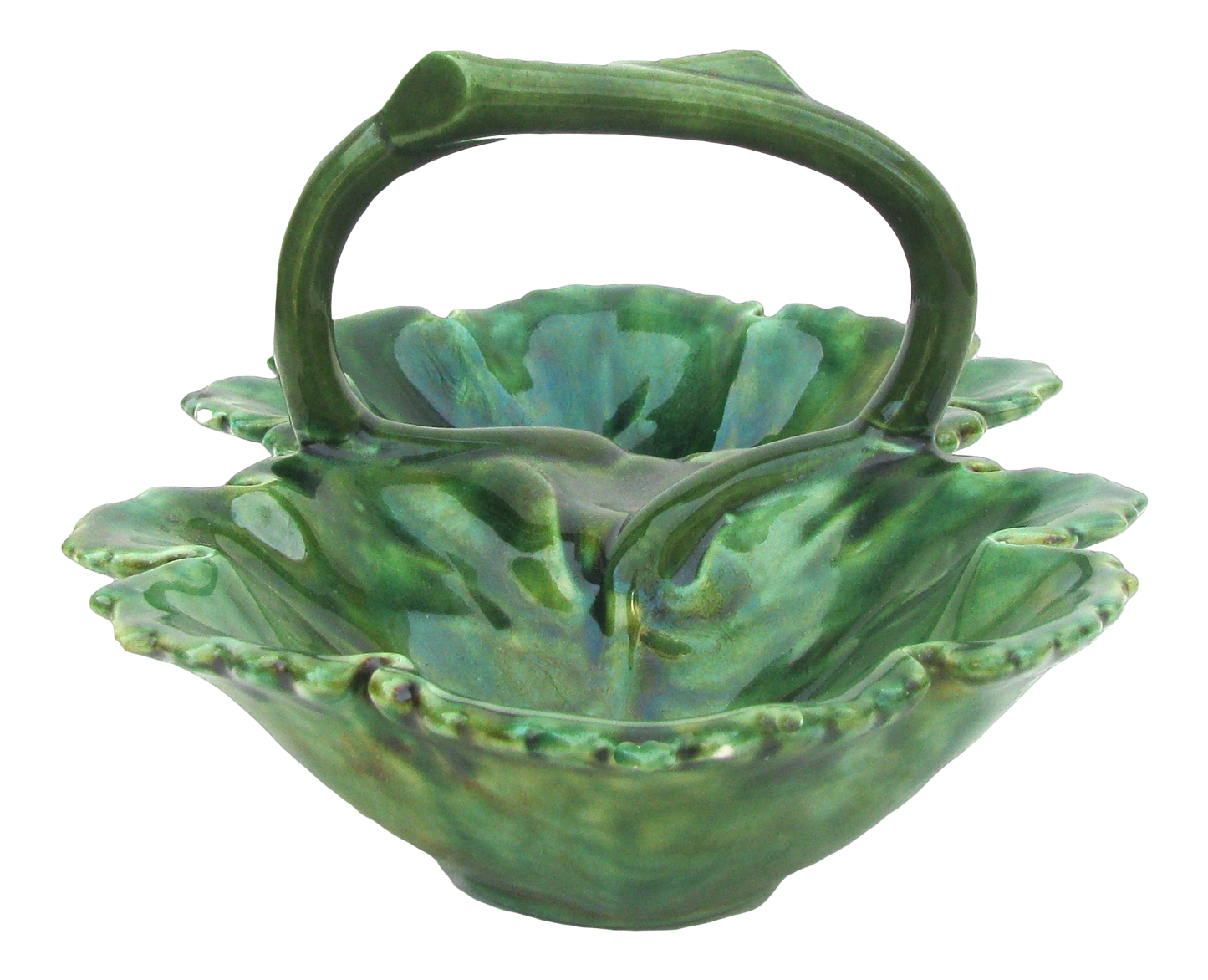 Mottled Green Glaze Majolica Bowl