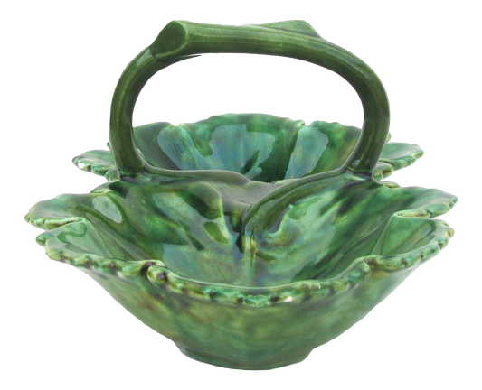 Mottled Green Glaze Majolica Bowl