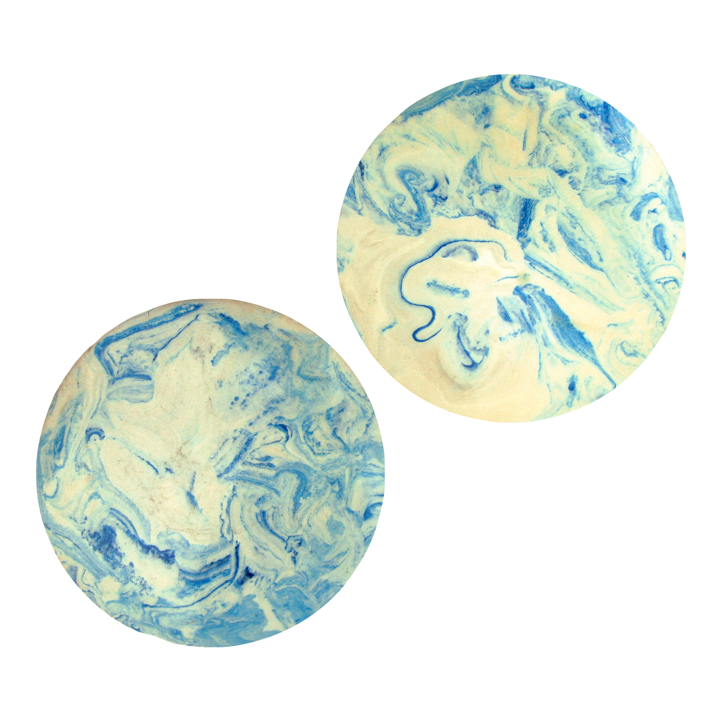 Organic Modern Blue Swirl Serving Pieces, Pair