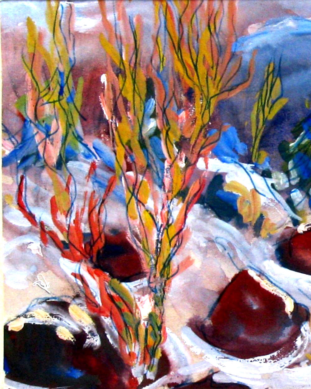 Petite French Abstract Landscape Watercolor