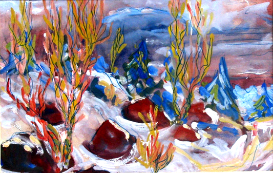 Petite French Abstract Landscape Watercolor