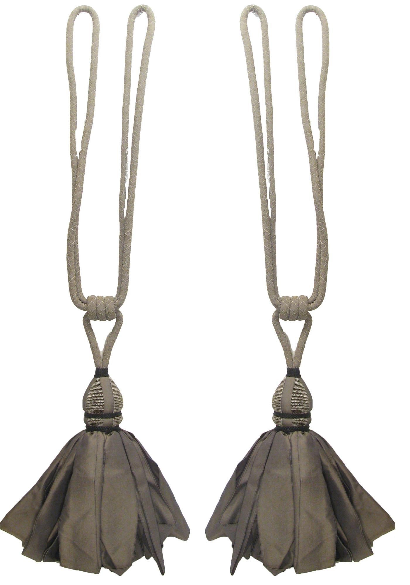 Pewter & Black Tiebacks With Ballgown Tassels - a Pair