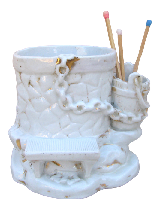 Porcelain Wishing Well Humidor / Match Striker