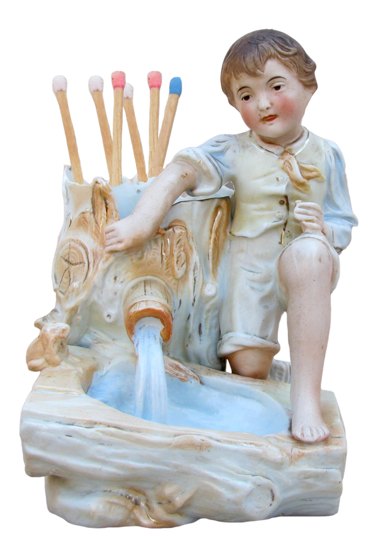 Staffordshire Style Porcelain Match Strike / Humidor