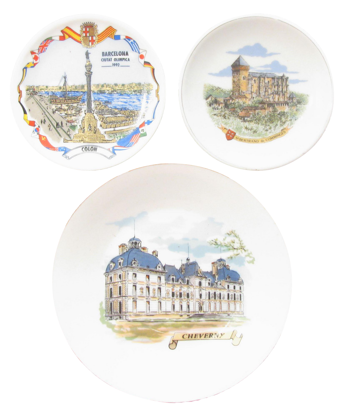 Vintage European Transferware Souvenir Plates, Set of 3