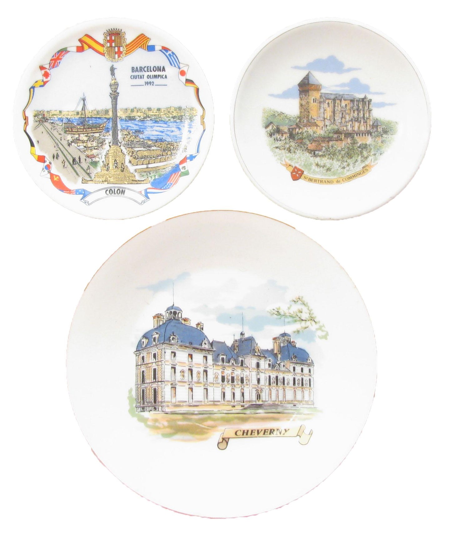 Vintage European Transferware Souvenir Plates, Set of 3