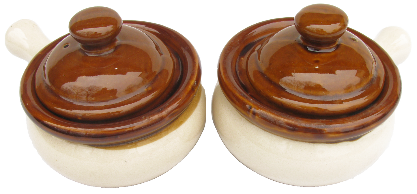 Vintage French Onion Soup Bowls W/ Lids & Handles, Pair